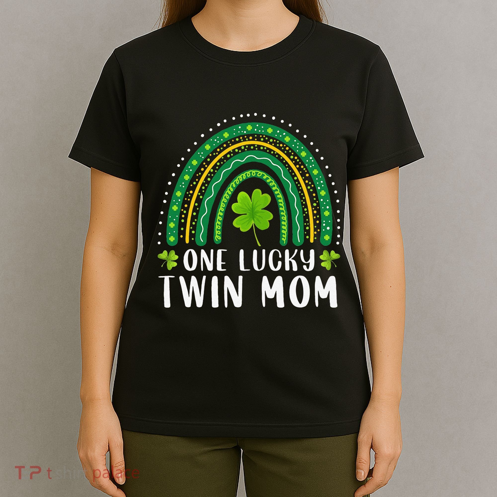 One Lucky Twin Mom Rainbow Saint Patrick's Day Mom Of Twins T-Shirt
