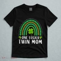 One Lucky Twin Mom Rainbow Saint Patrick's Day Mom Of Twins T-Shirt thumb 5