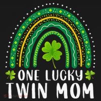One Lucky Twin Mom Rainbow Saint Patrick's Day Mom Of Twins T-Shirt thumb 7