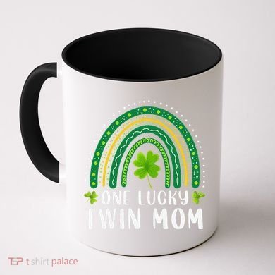 One Lucky Twin Mom Rainbow Saint Patrick's Day Mom Of Twins Coffee Mug