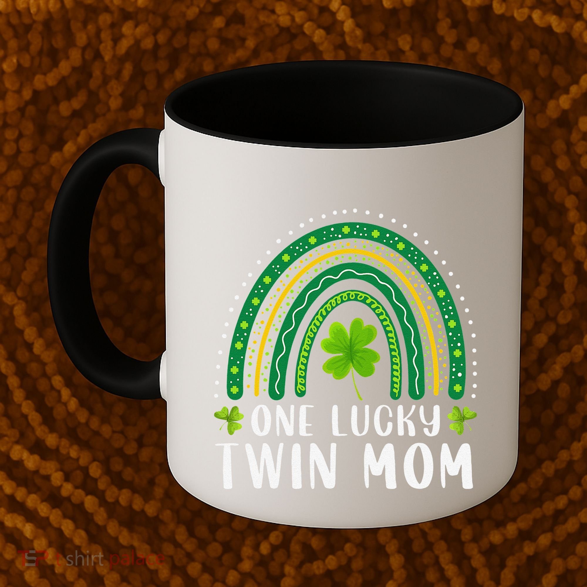 One Lucky Twin Mom Rainbow Saint Patrick's Day Mom Of Twins Coffee Mug