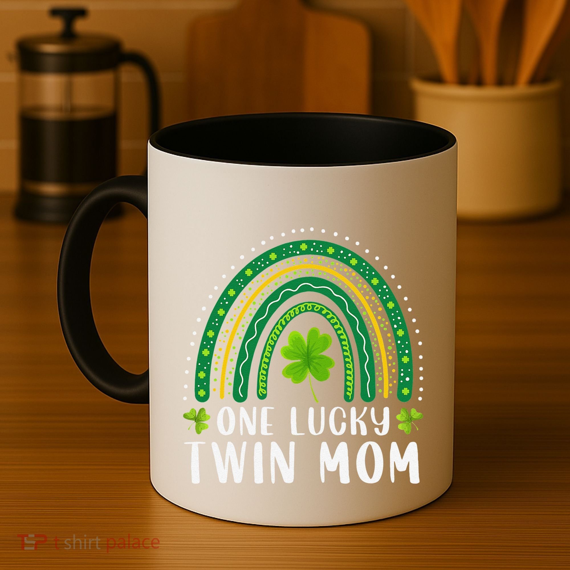 One Lucky Twin Mom Rainbow Saint Patrick's Day Mom Of Twins Coffee Mug
