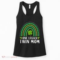 One Lucky Twin Mom Rainbow Saint Patrick's Day Mom Of Twins Women's Tank Top thumb 0