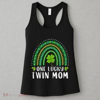 One Lucky Twin Mom Rainbow Saint Patrick's Day Mom Of Twins Women's Tank Top thumb 3