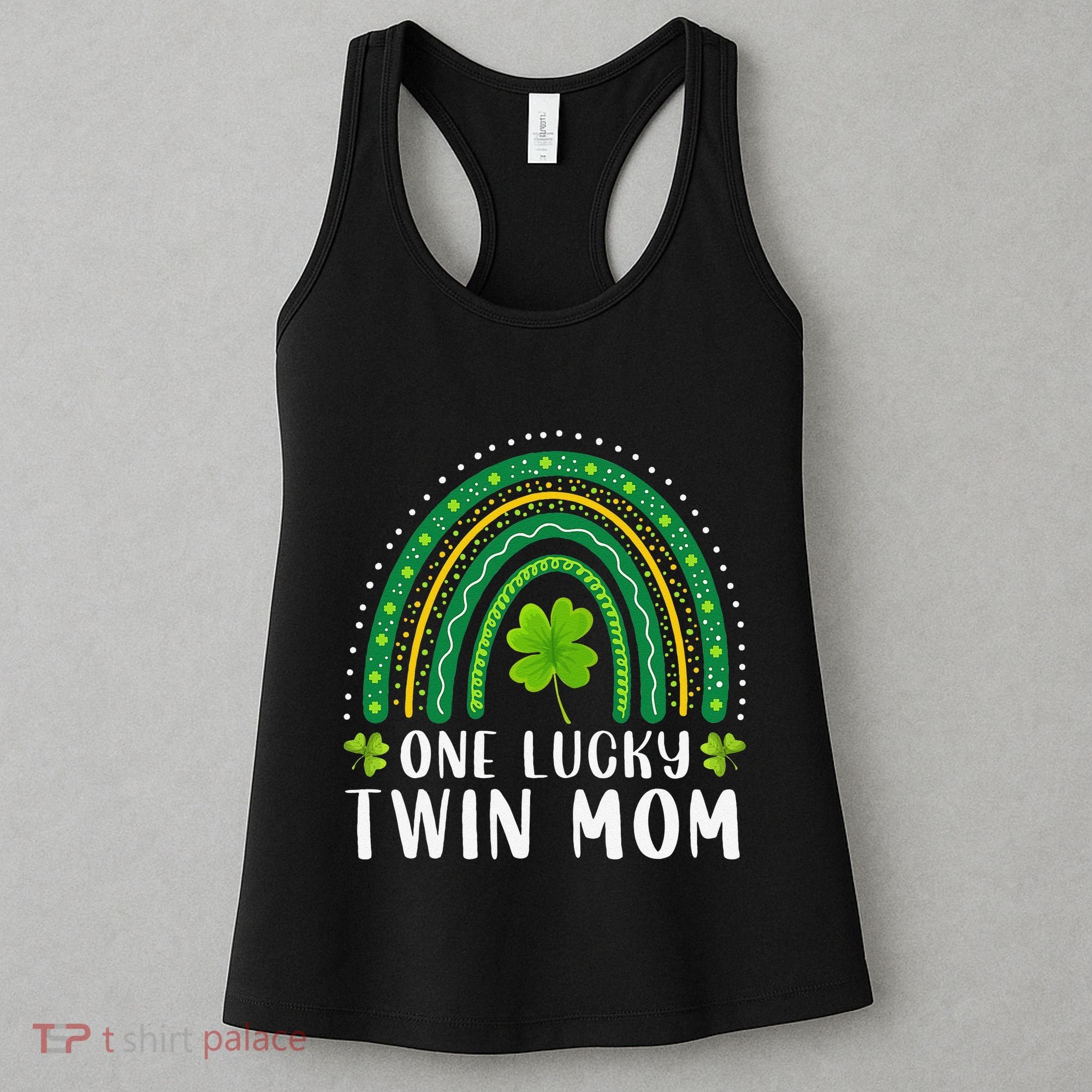 One Lucky Twin Mom Rainbow Saint Patrick's Day Mom Of Twins Women's Tank Top