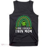One Lucky Twin Mom Rainbow Saint Patrick's Day Mom Of Twins Tank Top thumb 0