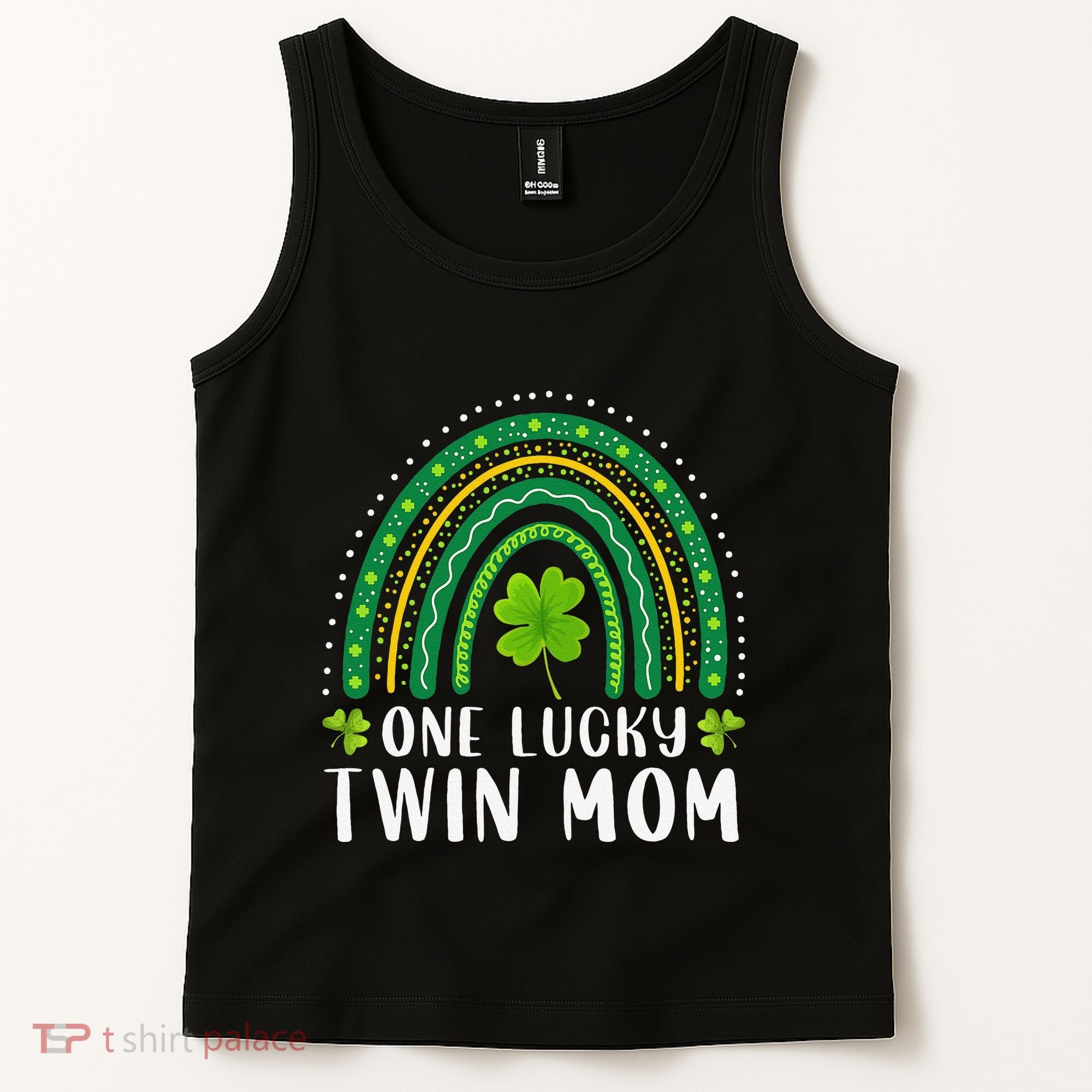 One Lucky Twin Mom Rainbow Saint Patrick's Day Mom Of Twins Tank Top