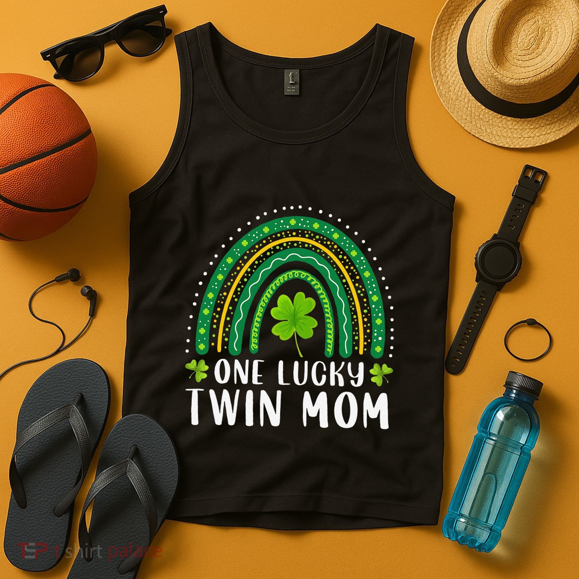 One Lucky Twin Mom Rainbow Saint Patrick's Day Mom Of Twins Tank Top