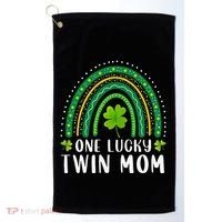 One Lucky Twin Mom Rainbow Saint Patrick's Day Mom Of Twins Golf Towel thumb 0