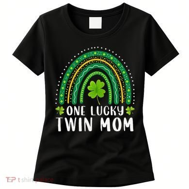 One Lucky Twin Mom Rainbow Saint Patrick's Day Mom Of Twins Women's T-Shirt