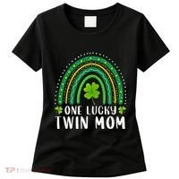 One Lucky Twin Mom Rainbow Saint Patrick's Day Mom Of Twins Women's T-Shirt thumb 0