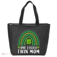One Lucky Twin Mom Rainbow Saint Patrick's Day Mom Of Twins Tote Bag thumb 0