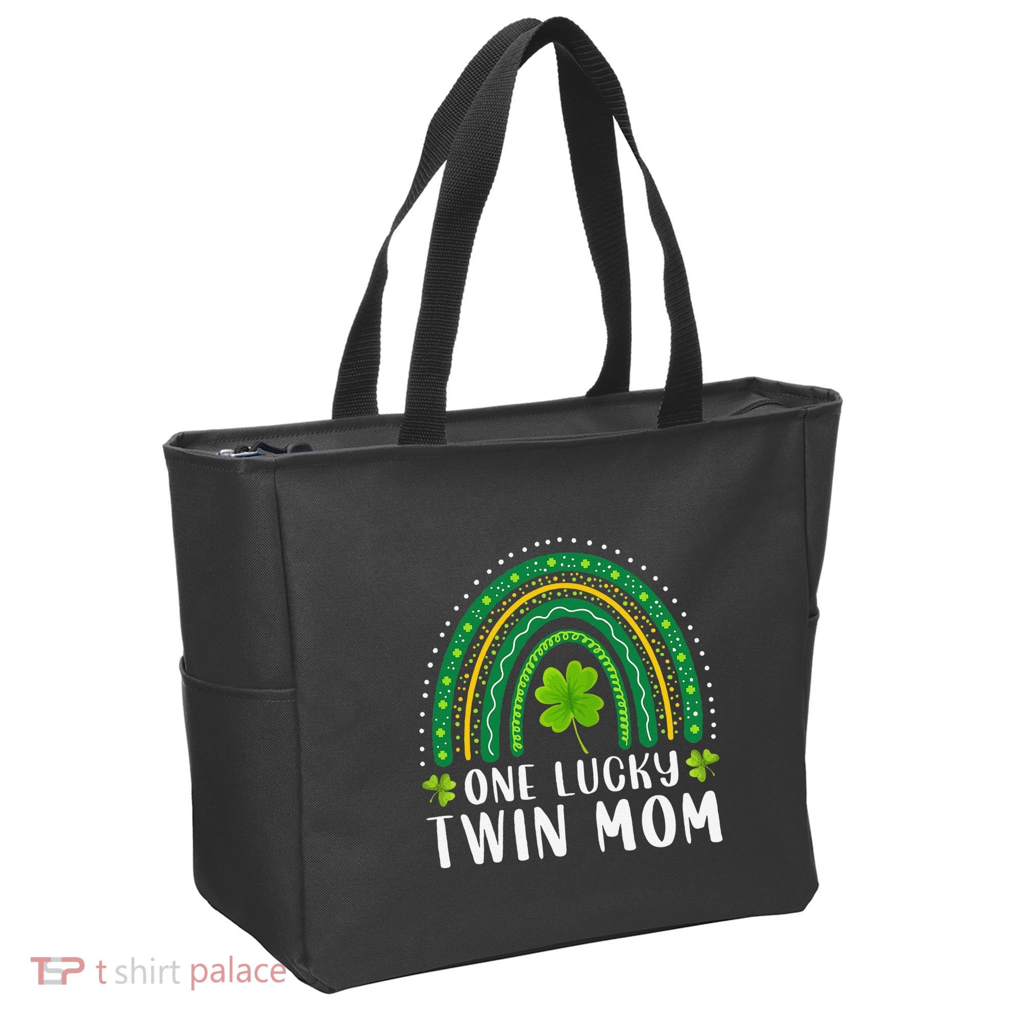 One Lucky Twin Mom Rainbow Saint Patrick's Day Mom Of Twins Tote Bag