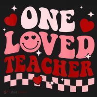 One Loved Teacher Groovy Retro Happy Valentines Day Boy Girl Women's Hoodie thumb 2