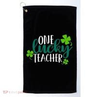 One Lucky Teacher St Patrick's Day Golf Towel thumb 0