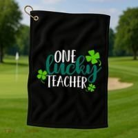 One Lucky Teacher St Patrick's Day Golf Towel thumb 1