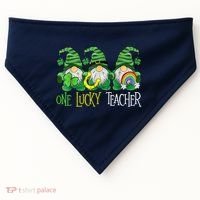 One Lucky Teacher Gnome St Patrick's Day USA-Made Doggie Bandana thumb 0