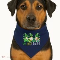 One Lucky Teacher Gnome St Patrick's Day USA-Made Doggie Bandana thumb 1