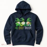 One Lucky Teacher Gnome St Patrick's Day Hoodie thumb 0