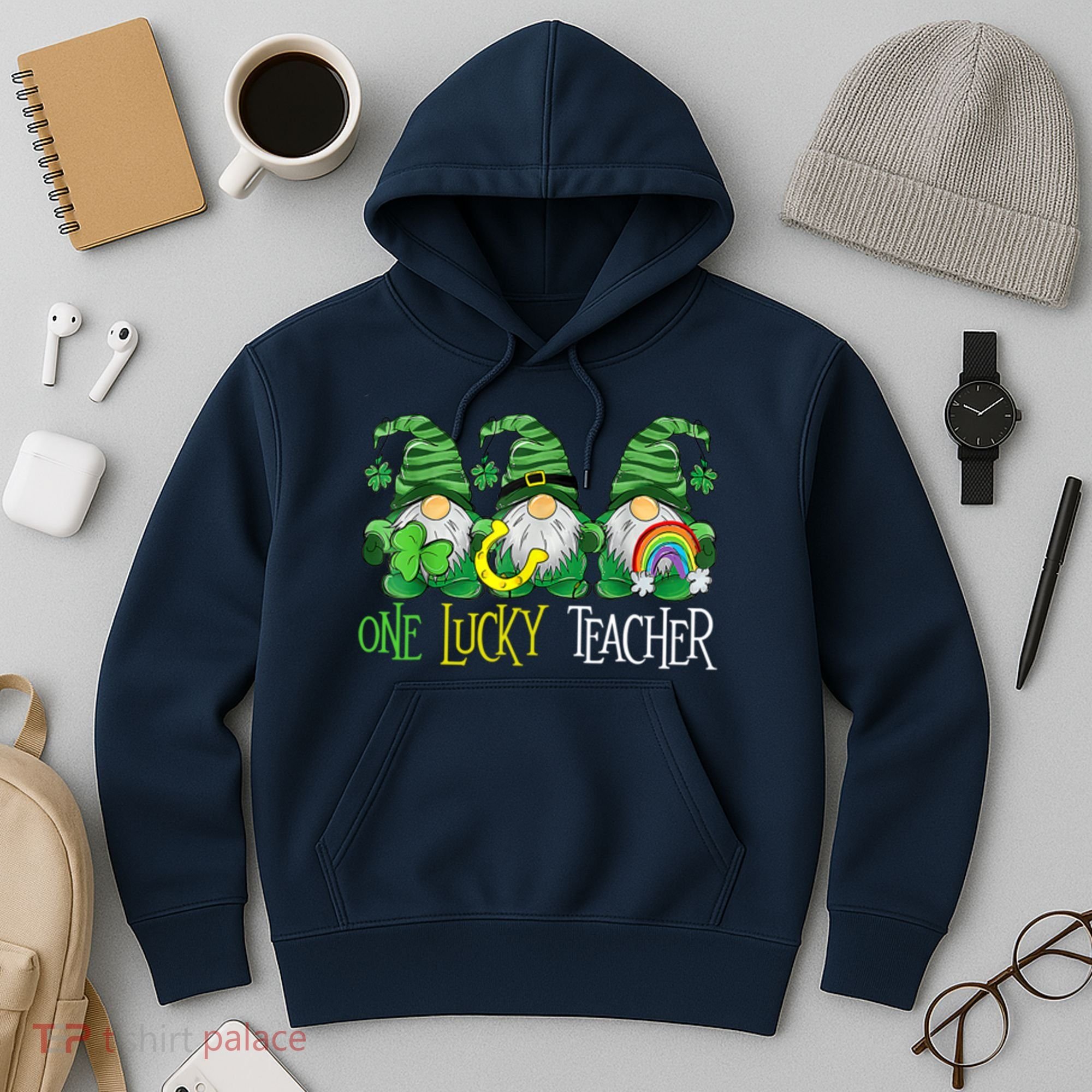 One Lucky Teacher Gnome St Patrick's Day Hoodie