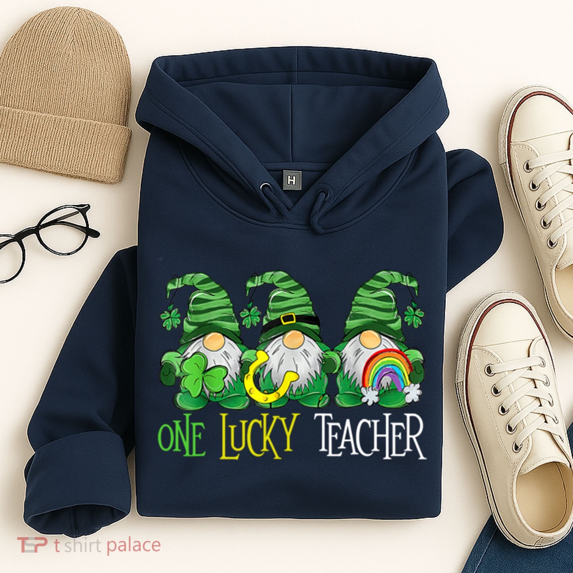 One Lucky Teacher Gnome St Patrick's Day Hoodie