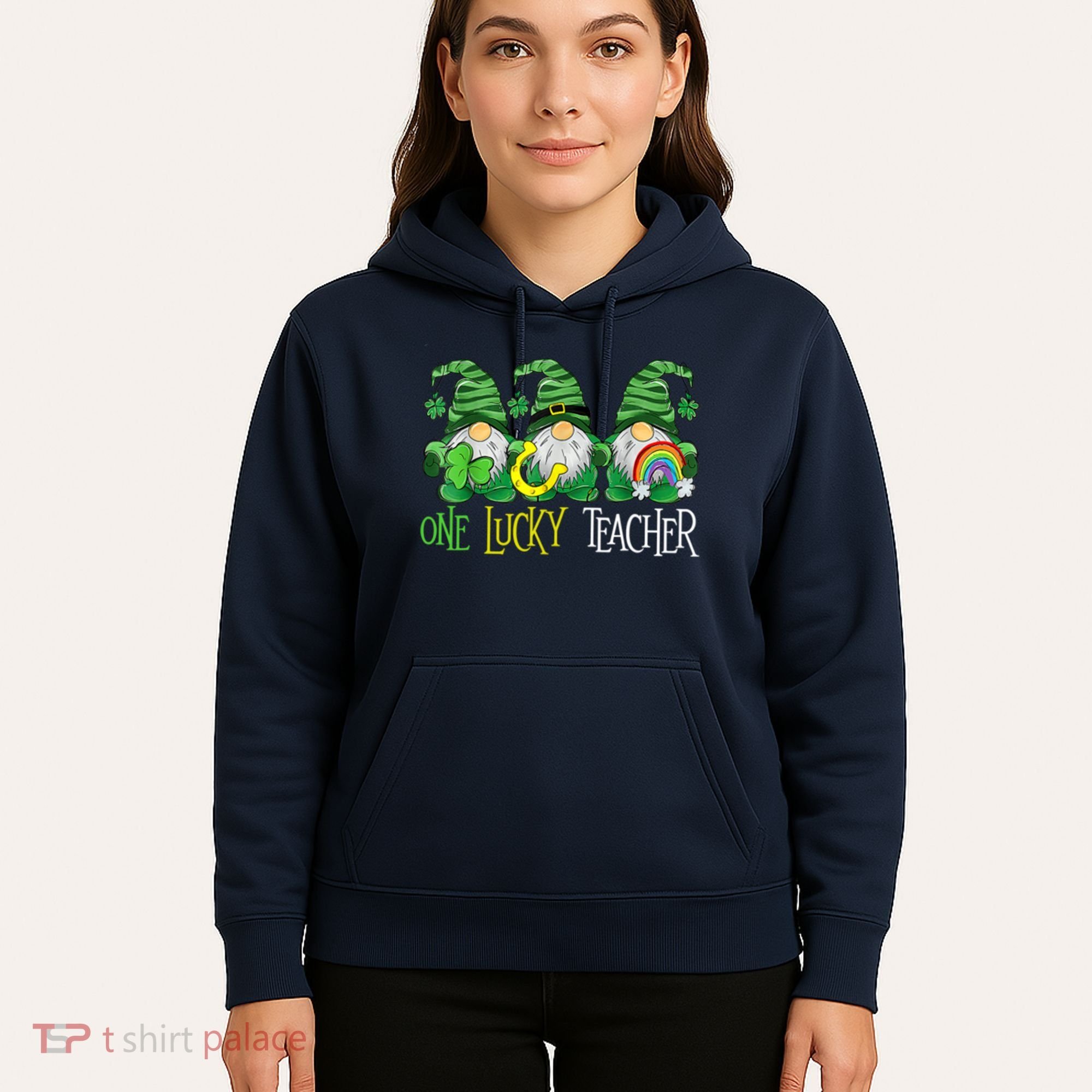 One Lucky Teacher Gnome St Patrick's Day Hoodie