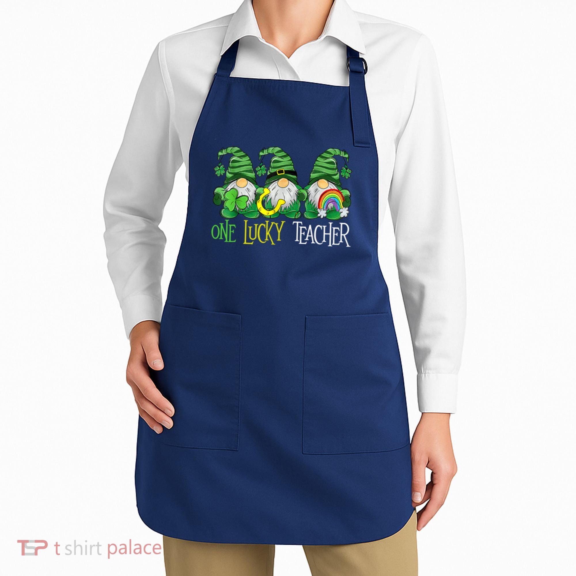 One Lucky Teacher Gnome St Patrick's Day Apron