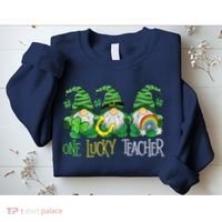One Lucky Teacher Gnome St Patrick's Day Sweatshirt thumb 2