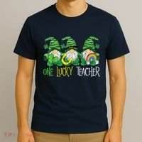 One Lucky Teacher Gnome St Patrick's Day T-Shirt thumb 3