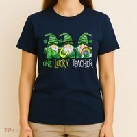 One Lucky Teacher Gnome St Patrick's Day T-Shirt thumb 4