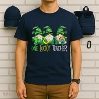 One Lucky Teacher Gnome St Patrick's Day T-Shirt thumb 6