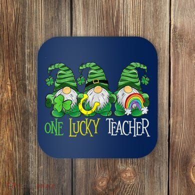 One Lucky Teacher Gnome St Patrick's Day Coaster