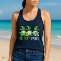 One Lucky Teacher Gnome St Patrick's Day Women's Tank Top thumb 2
