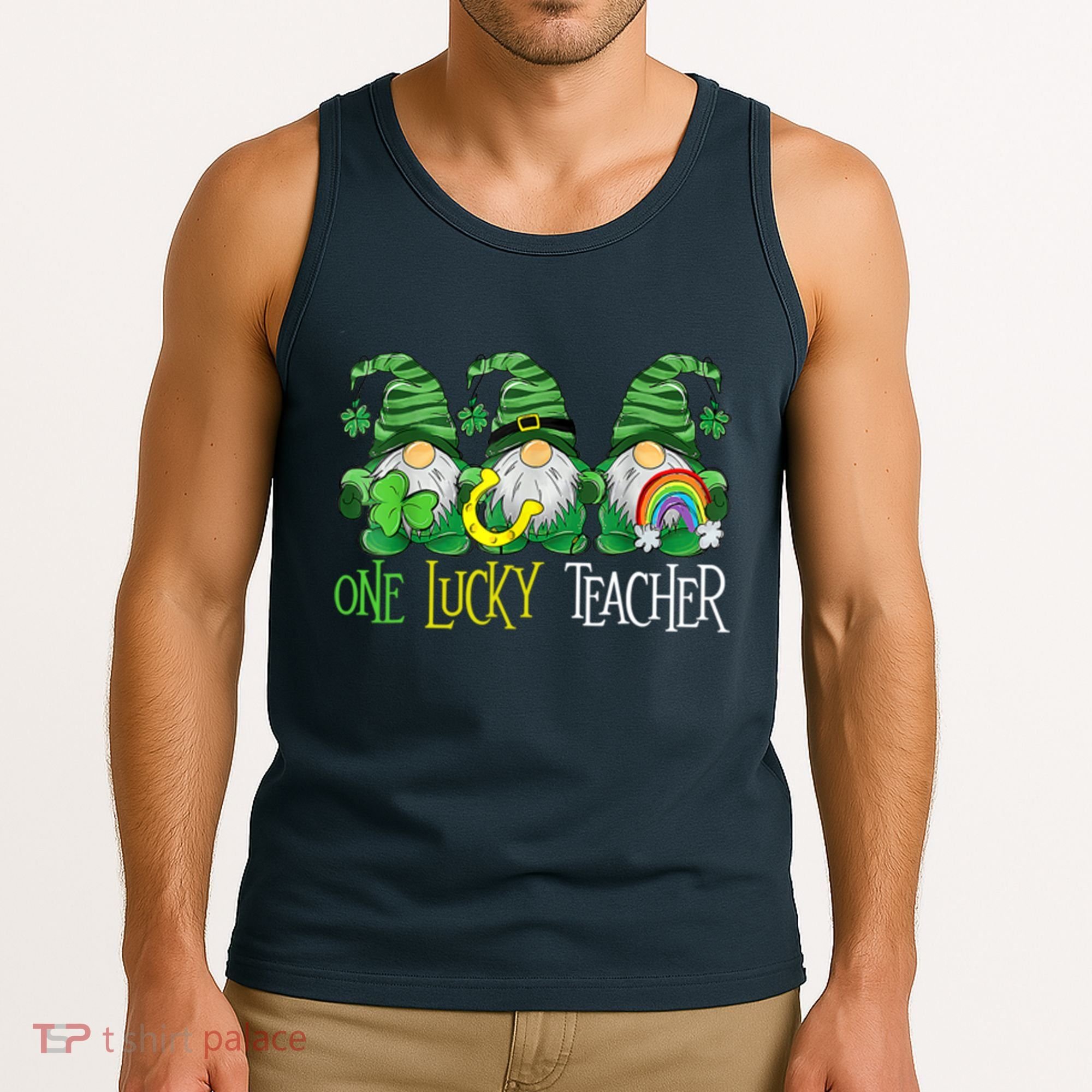 One Lucky Teacher Gnome St Patrick's Day Tank Top