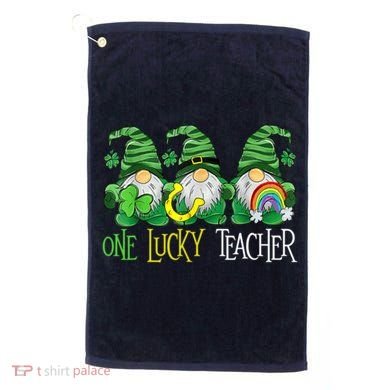 One Lucky Teacher Gnome St Patrick's Day Golf Towel