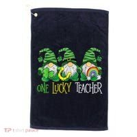 One Lucky Teacher Gnome St Patrick's Day Golf Towel thumb 0