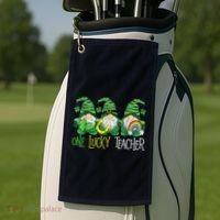 One Lucky Teacher Gnome St Patrick's Day Golf Towel thumb 2