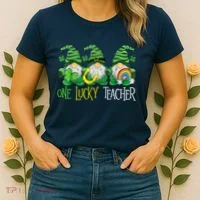 One Lucky Teacher Gnome St Patrick's Day Women's T-Shirt thumb 2