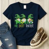 One Lucky Teacher Gnome St Patrick's Day Women's T-Shirt thumb 3