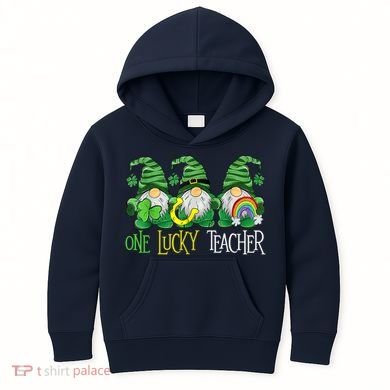 One Lucky Teacher Gnome St Patrick's Day Kids Hoodie