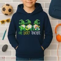One Lucky Teacher Gnome St Patrick's Day Kids Hoodie thumb 2