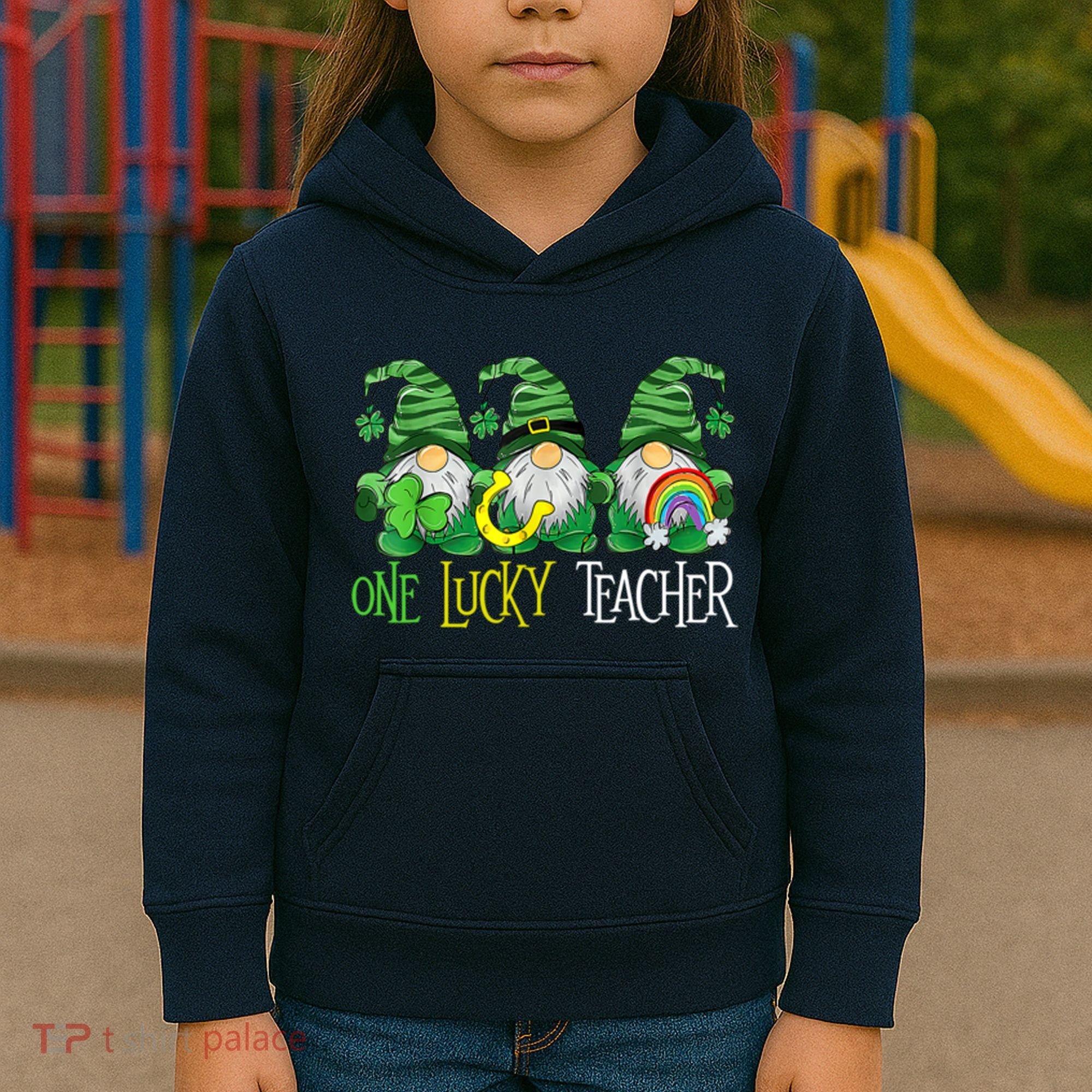One Lucky Teacher Gnome St Patrick's Day Kids Hoodie