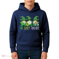 One Lucky Teacher Gnome St Patrick's Day Kids Hoodie thumb 4