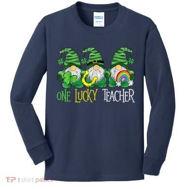 One Lucky Teacher Gnome St Patrick's Day Kids Long Sleeve Shirt