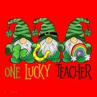One Lucky Teacher Gnome St Patrick's Day Santa Hat thumb 1