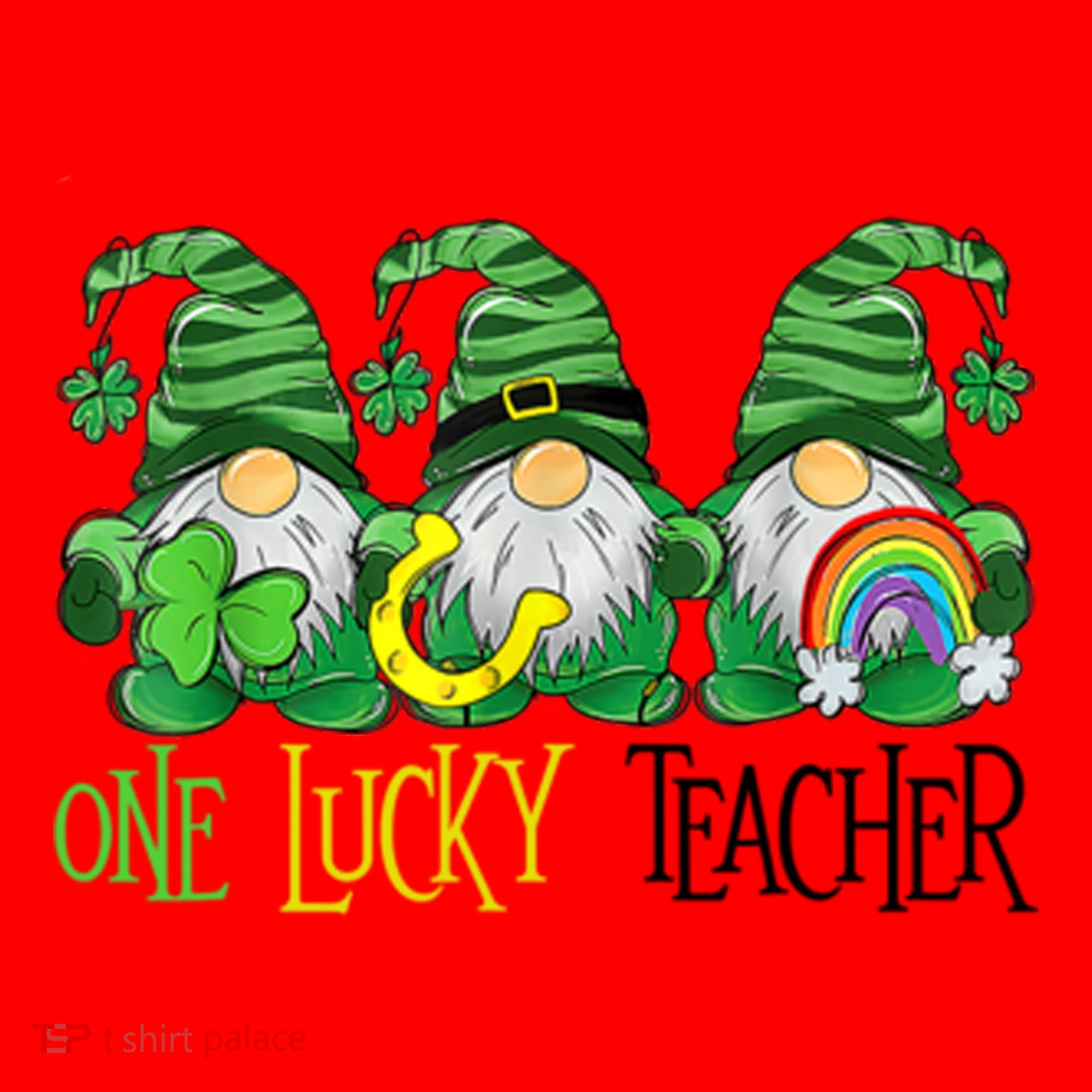 One Lucky Teacher Gnome St Patrick's Day Santa Hat