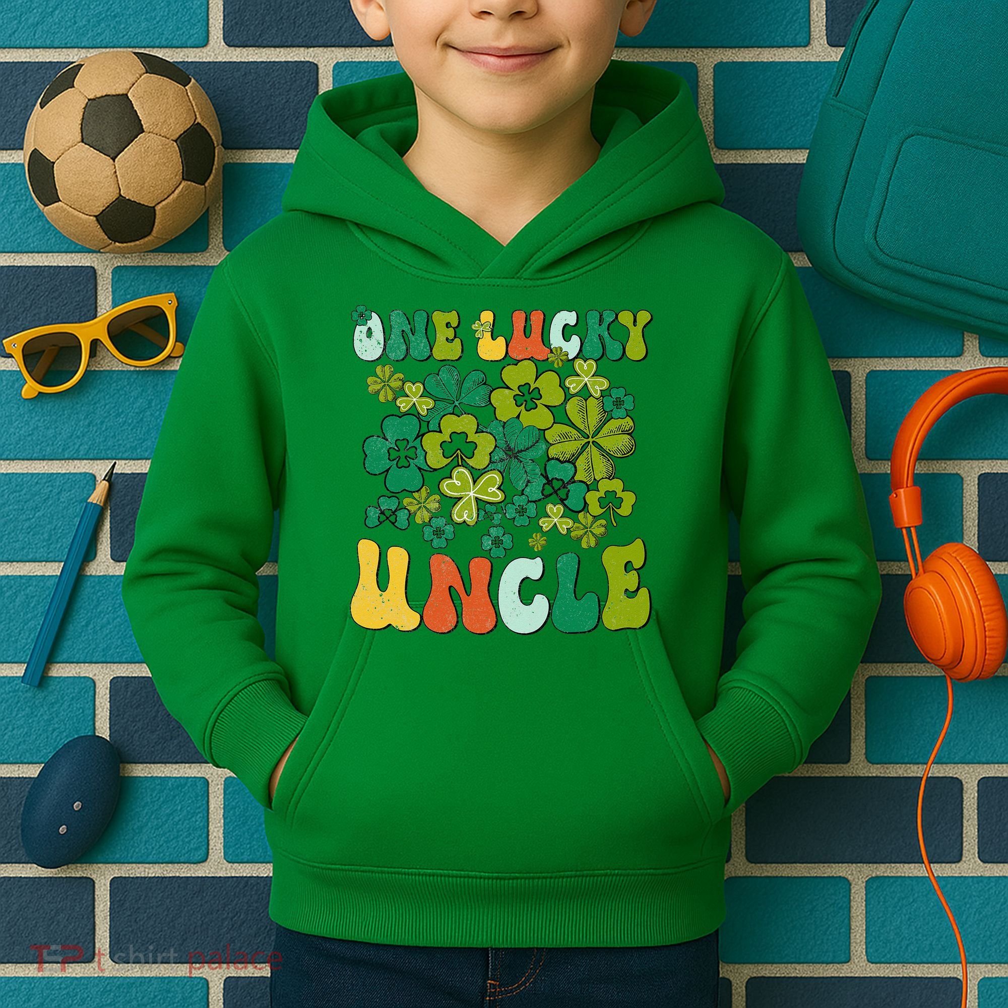 One Lucky Uncle Happy St Patrick's Day Irish Family Kids Hoodie