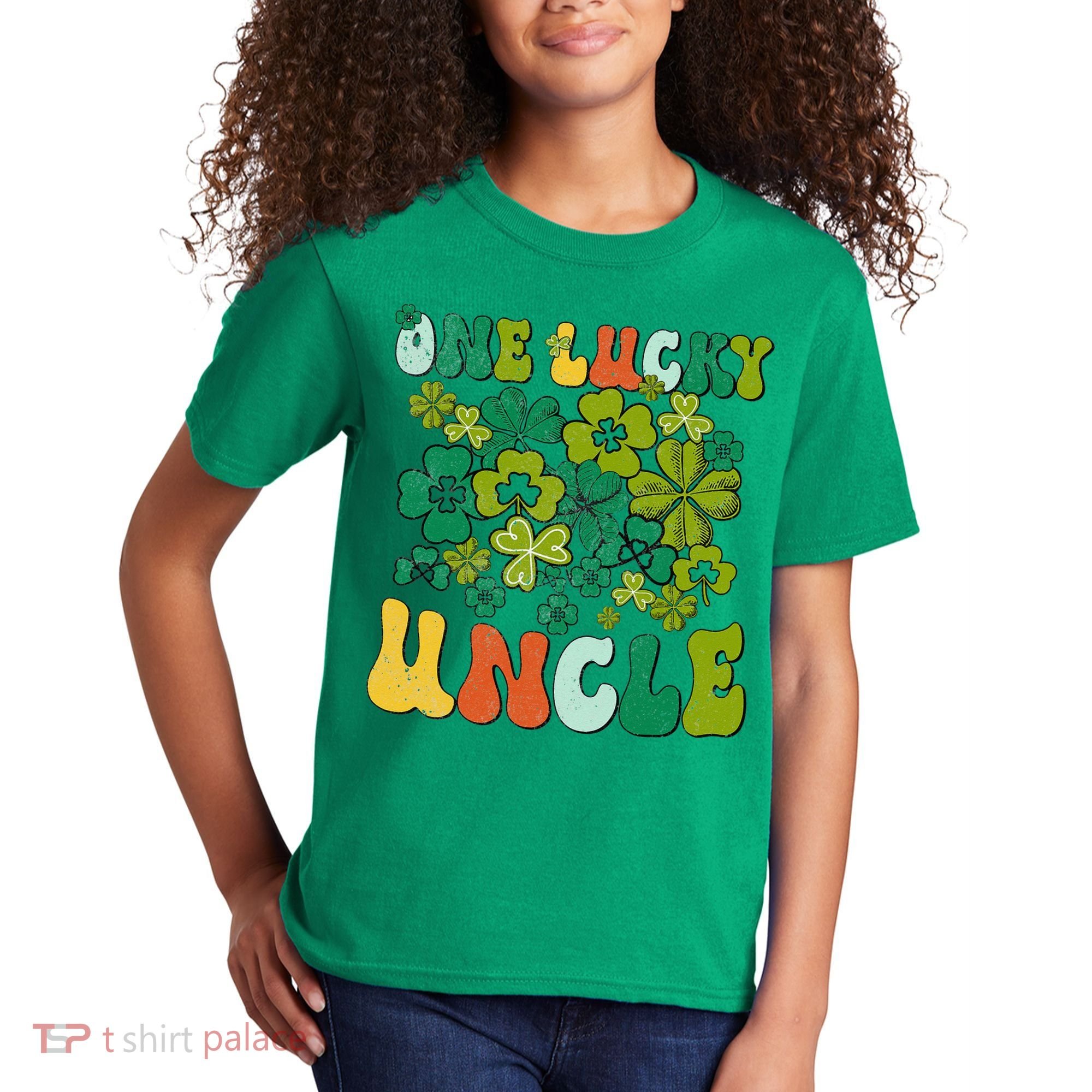 One Lucky Uncle Happy St Patrick's Day Irish Family Kids T-Shirt