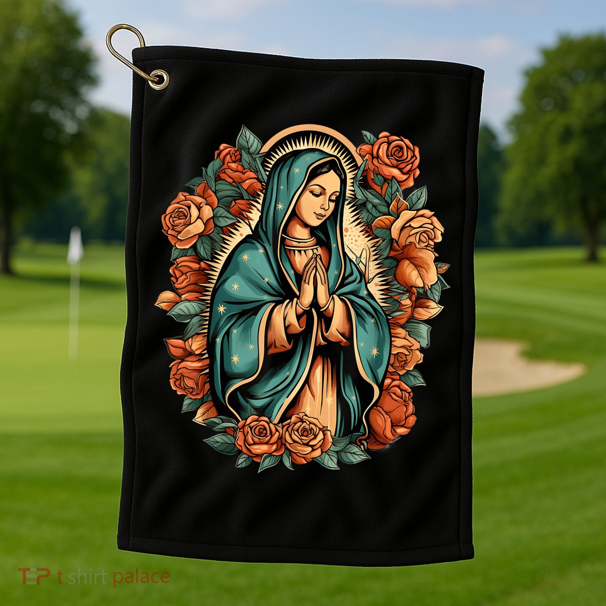 Our Lady Virgen De Guadalupe Virgin Mary Catholic Saint Art Golf Towel