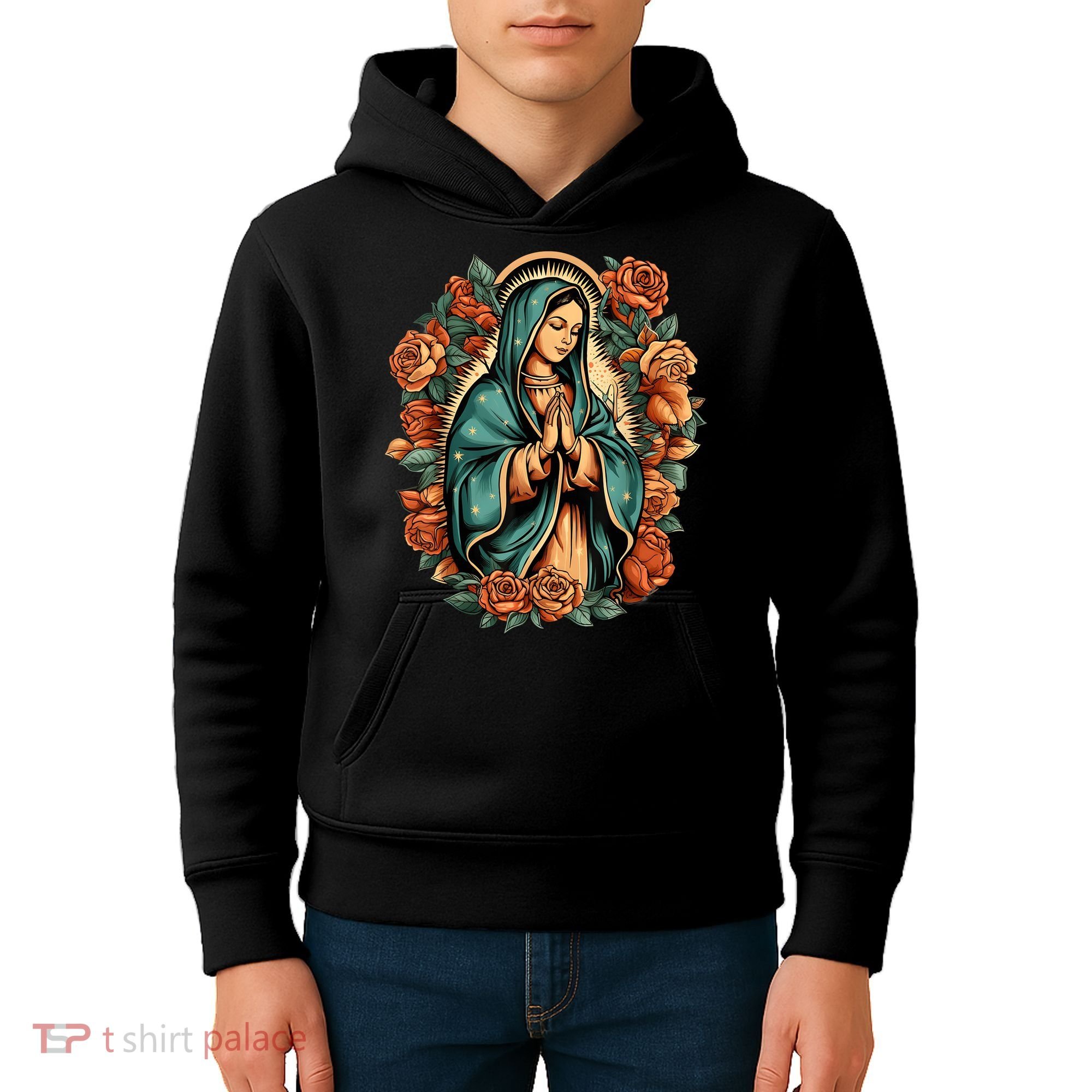 Our Lady Virgen De Guadalupe Virgin Mary Catholic Saint Art Kids Hoodie